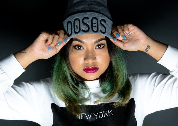 DOSOS Gray Pom Beanie